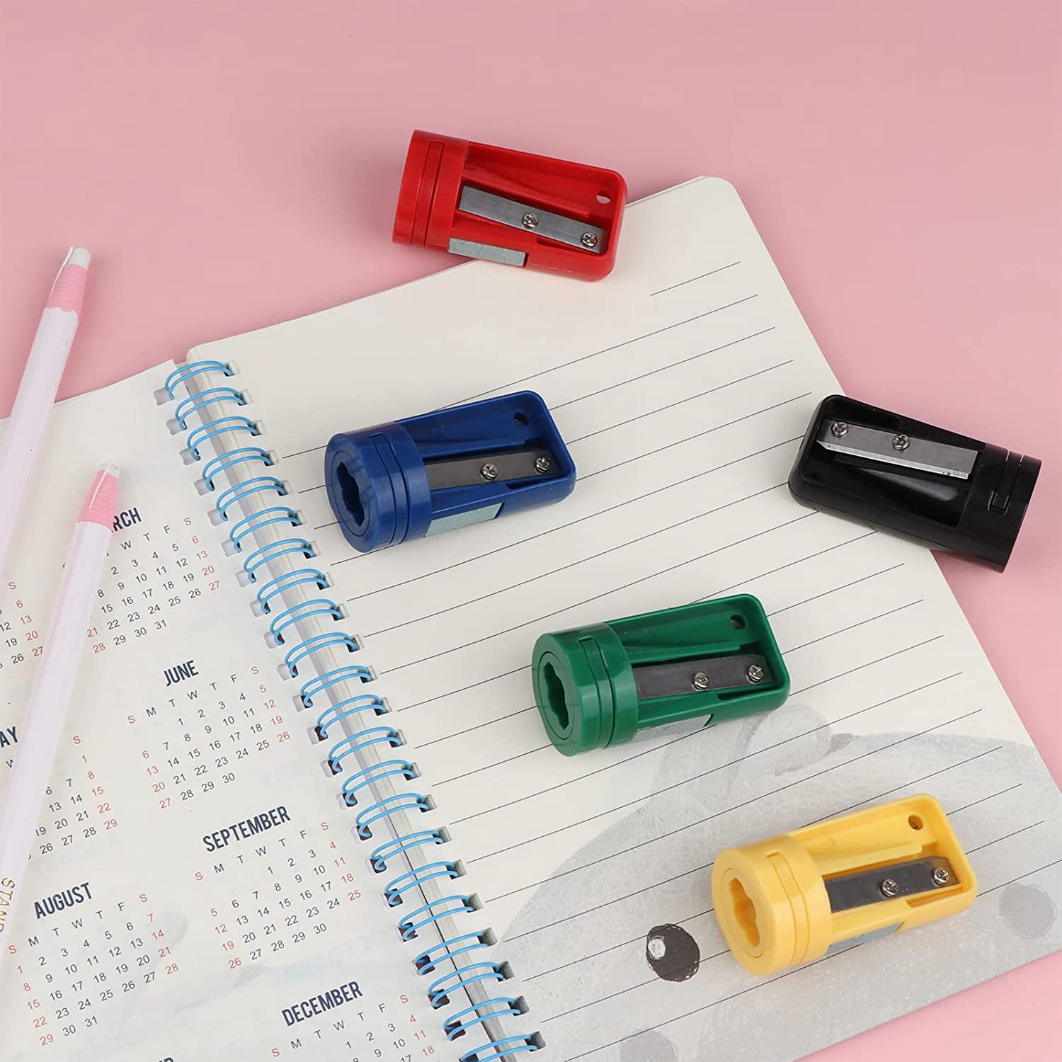 ABCISI 10 Pack Carpenter Pencil Sharpener, Compact Manual Carpenter Pencil Sharpener, Portable Woodwork Pencil Cutter for Woodworking Travel Office, 5 Vibrant Shades