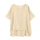 thumbnail image 5 of Sudadera con capucha para mujer,Camiseta de lino para mujer, cuello en V, manga corta, informal, transpirable, corte regular, para usar en casa, sopatenor, 5 of 8