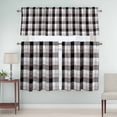thumbnail image 5 of Gray Buffalo Plaid Curtain Valances Set Black Geometric Check Purple Line Gradient Kitchen Curtains 36&nbsp;inch Length Rod Pocket Valance and Tiers 3 Piece Set Small Bedroom Bathroom Laundry Decor, 5 of 9