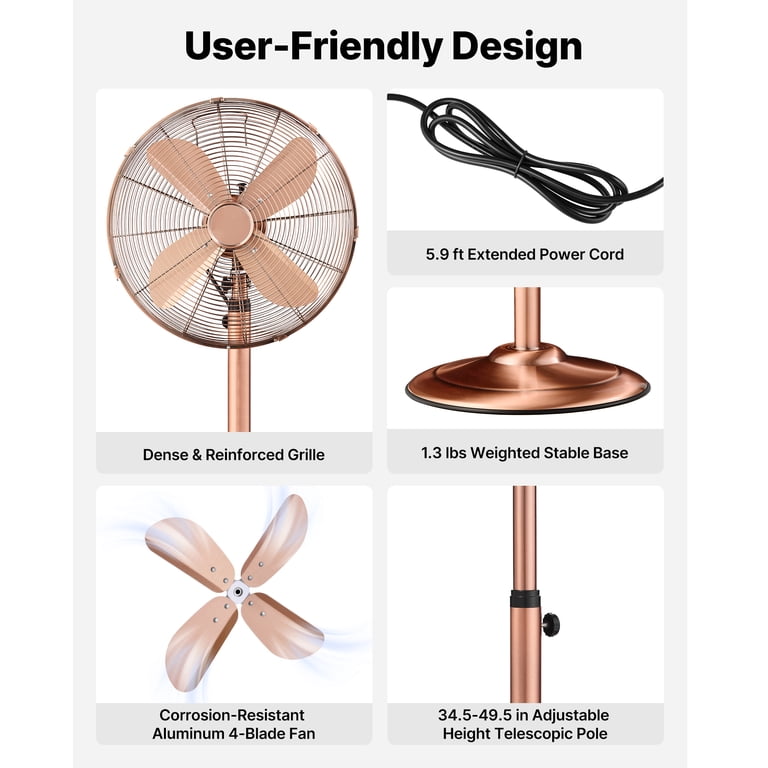 KFFKFF 16" Industrial Pedestal Fan, 3-Speed, Metal, Adjustable photo 5