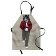 thumbnail image 1 of Modern Apron Hipster Tiger in Sportswear Taking a Walk Adaptation to Urban City Theme, Unisex Kitchen Bib Apron with Adjustable Neck for Cooking Baking Gardening, Ruby Sage Green Black, by Ambesonne, 1 of 3