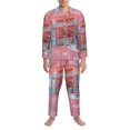 thumbnail image 3 of Wukai Pastel Pink Beach Cafe Men's Long Sleeve Pajama Set,Long Sleeve Mens Sleepwear with Pockets & Front Fly-Medium, 3 of 7