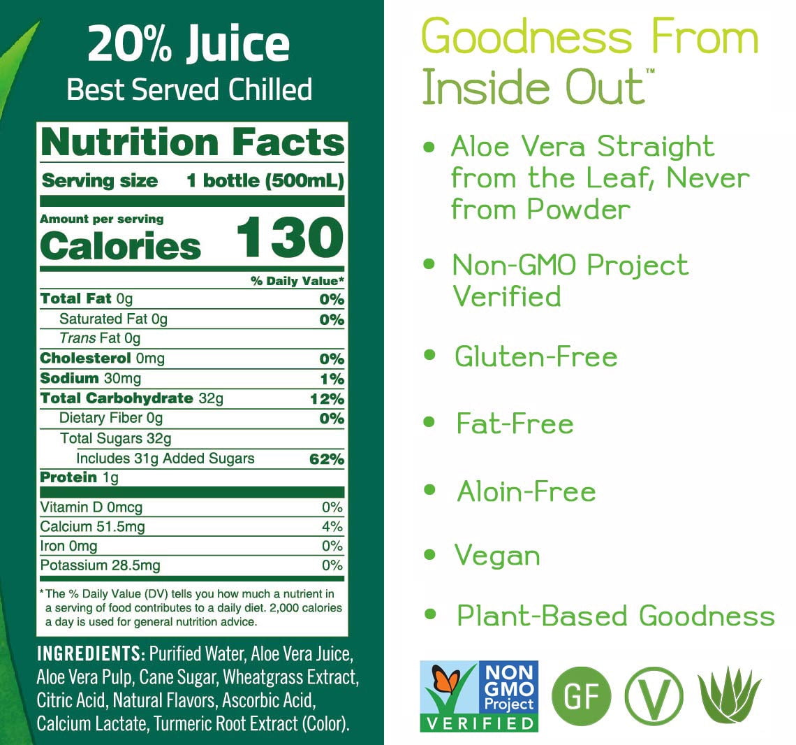 (Pack Of 12) Alo Beverage Aloe Awaken Wheatgrass 16.9 Fo
