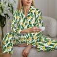 thumbnail image 6 of Pofeuu Banana Tree Leaves Print Womens Pajamas Set Long Sleeve Sleepwear Button Down Nightwear Soft Pj Lounge Sets Button Down Pajamas Women-X-Large, 6 of 7