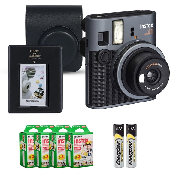 Fujifilm Instax Mini 41 Instant Film Camera (Black) Case Instax Mini Instant Film (80 Sheets) Mini Photo Album