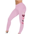 thumbnail image 4 of lcziwo Back to School Sales, Women's Valentines Day Printed Leggings High Waisted Butt Lifting Tight Pants Gym Casual Skinny Workout Yoga Pants Holiday Leggings Pink S, 4 of 7