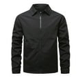thumbnail image 4 of Men's Solid Color Notch Lapel Lightweight Casual Jacket Outdoor Autumn Coat Comfortable Stylish Versatile, 4 of 5