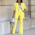 thumbnail image 1 of ICHUANYI Clearance Women's Long Sleeve Solid Suit Pants Casual Elegant Business Suit Sets(Yellow, M) ICHUANYI WER2023080811462, 1 of 9