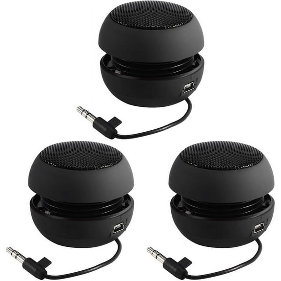 3X Mini Portable Travel Loud Speaker with 3.5mm Audio Cable Low Voltage Built-in Battery Retractable Speaker for