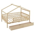 thumbnail image 5 of Full Size Wooden House Bed With Two Drawers, Natural, 5 of 9