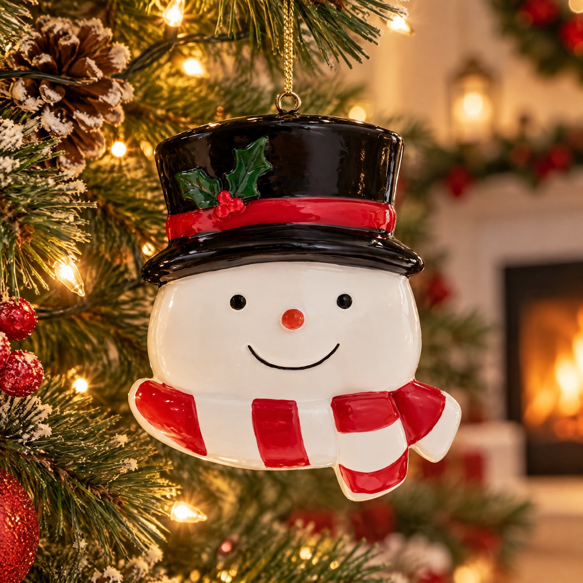 Red/White/Black Snowman Christmas Ornament, 4.3", by Holiday Time