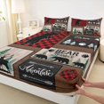 thumbnail image 3 of Homewish Wildlife Bear Family Queen Sheet Sets, Vintage Rustic Plaid Flat Sheet, Countryside Queen Fitted Sheet,Luxury Bedroom Decor, 4 Pieces, 3 of 7