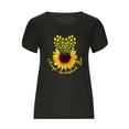 thumbnail image 5 of Pompotops T-Shirts à Manches Courtes à Col en V Imprimé Tournesol pour Femmes, 5 of 5