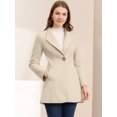 thumbnail image 4 of Abrigo de invierno medio largo informal de negocios abotonado con cuello vuelto para mujer Beige L, 4 of 6