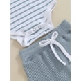 thumbnail image 6 of Baby 2 Piece Outfits Summer Striped Short Sleeve Romper and Elastic Shorts Set for Toddler Newborn Girl Boy, 6 of 13
