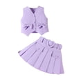 thumbnail image 4 of Girls Lavender 2 Piece Set, Sleeveless Vest & Pleated Skirt with Heart Buckle Pockets, Kids Girl Matching Outfit for Play or Party,Size 7-8 T, 4 of 9