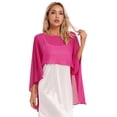 thumbnail image 3 of Nyeemya Women's Sheer Chiffon Bolero Shrug Wedding Party Capes Shawl Wraps for Bridesmaid Dress Cover Up Hot Pink One Size, 3 of 7