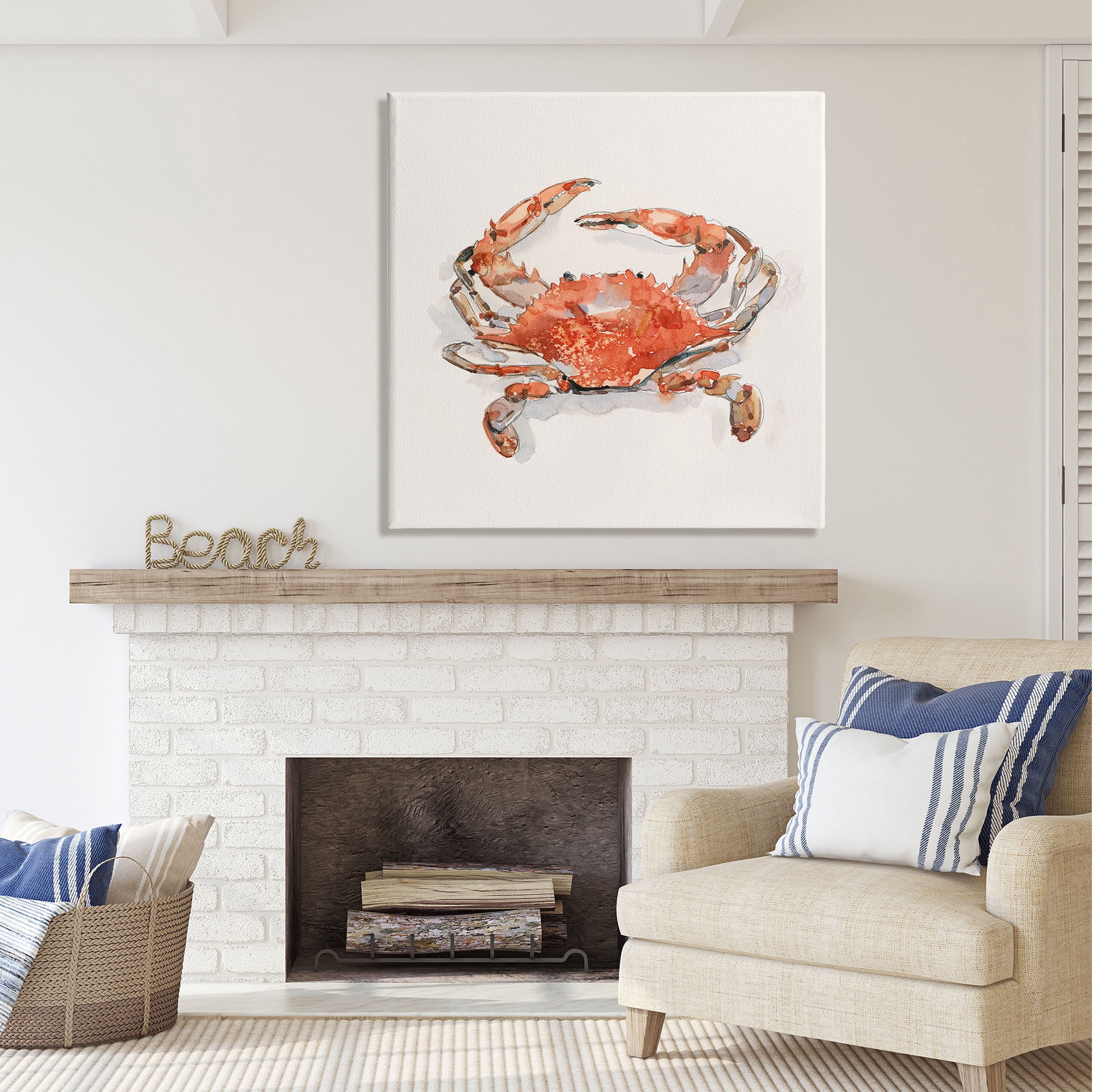 Stupell Industries Nautical Red Crab Animals & Insects Painting Gallery Wrapped Canvas Print Wall Art, 36 x 36