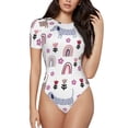 thumbnail image 1 of Saiise Motif Chien Mignon Grenouillère à Manches Courtes Col Rond Pyjama Extensible avec Fermeture à Pression-Moyen, 1 of 7