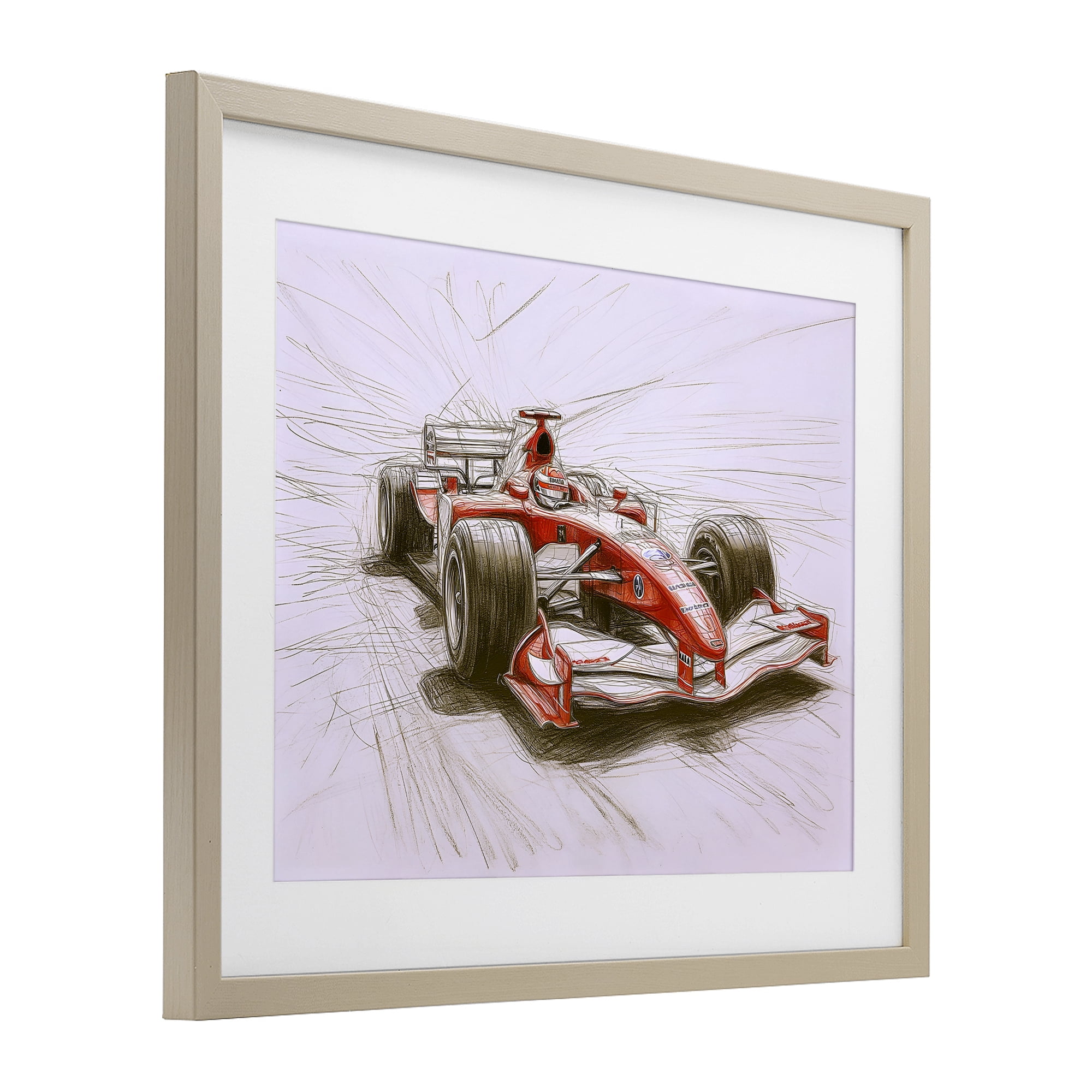 Stupell Industries Sketched Race Car Concept Birch Framed Print Under Glass, design by Steve Hunziker