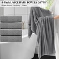 thumbnail image 4 of Kebury 4 Pack Large Bath Towel, 35x70" Oversize Bath Sheets Towels for Adults, Ultra Soft Towel Quick Dry Highly Absorbent Shower Bathroom Towels Spa Hotel Camp Use (Dark Gray), 4 of 8