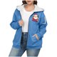 thumbnail image 2 of Sudadera informal con capucha y manga larga para mujer, estilo navideño, de gran tamaño, color liso, con cremallera, capucha y forro polar grueso, chaqueta de manga larga con hombros descubiertos, blu, 2 of 5