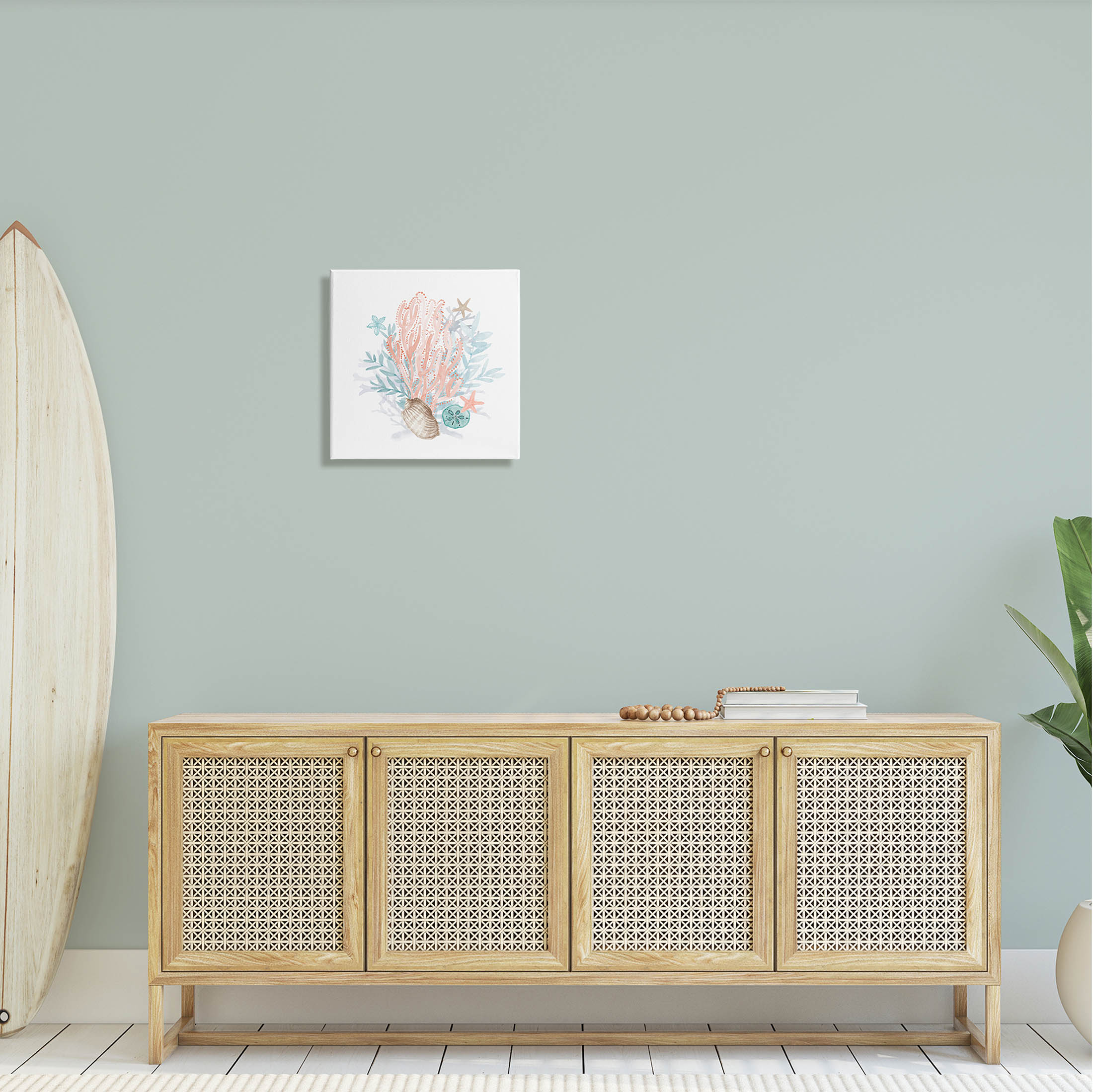 Aquatic Coral Pattern Seashells Animals & Insects Graphic Art Gallery Wrapped Canvas Print Wall Art