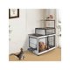 thumbnail image 2 of 2 - in - 1 multifunctional dog crate: de madera y metal pet muebles con cat perch, 2 food bowl almacenamiento estantes para dogs y cats to climb, play, y sleep, 2 of 8