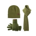 thumbnail image 3 of PMVFHDE Winter Knit Hat Gloves Scarf Three-Piece Set Solid Color Thickened Gloves Hat Warm Knit Accessories Set for Cold Weather Outdoor Activities Green, 3 of 3