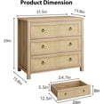 thumbnail image 2 of Homhougo Rattan 3 Dresser for Bedroom, 29" Tall Dresser, Boho Tall Drawer Dresser with Storage, Wooden Closet Dressers Chest of Drawers Freestanding for Bedroom, Nursery, Living Room, Natural, 2 of 9