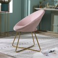 thumbnail image 3 of iooHug Modern Silky Velvet Upholstered Accent Chair with Metal Sled Base.(Pink), 3 of 7