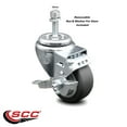 thumbnail image 2 of 3 Inch Thermoplastic Rubber Swivel 10mm Threaded Stem Caster with Brake SCC, 2 of 2