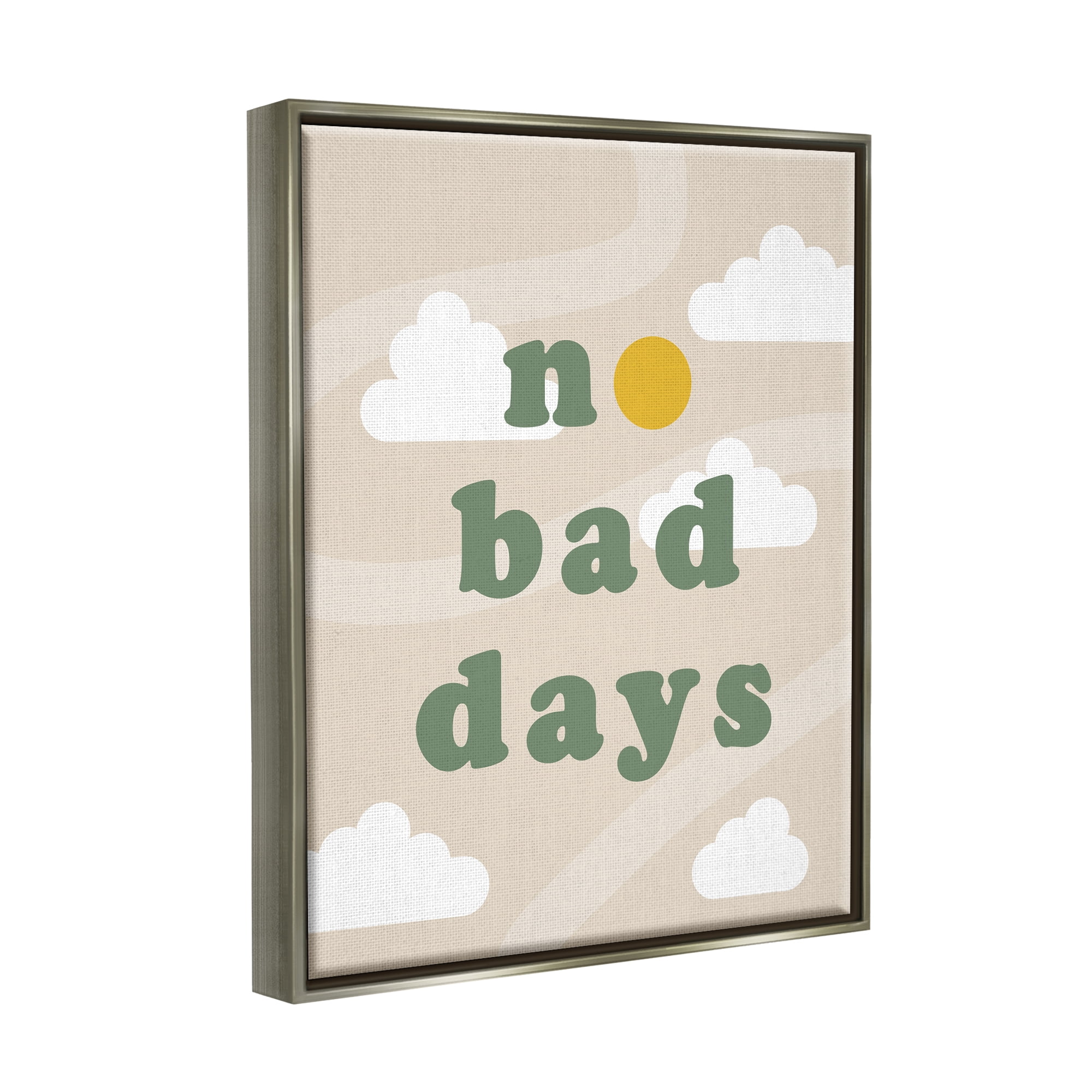 Stupell Industries No Bad Days Minimal Inspirational Painting Gray Floater Framed Art Print Wall Art, 25 x 31
