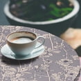 thumbnail image 3 of Ambesonne Floral Fitted Round Tablecloth, Retro Style Flowers Motif, 45"- 56" Diameter, Purple Grey and Eggshell, 3 of 5