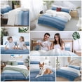 thumbnail image 6 of Haze Blue White Ombre Bedding 3 Piece Duvet Cover Set Twin Size, Vintage Gradient Striped Aesthetics Soft Microfiber Comforter Cover with Zipper Closure & Pillowcases, FadeResistant Quilt Cover, 6 of 9