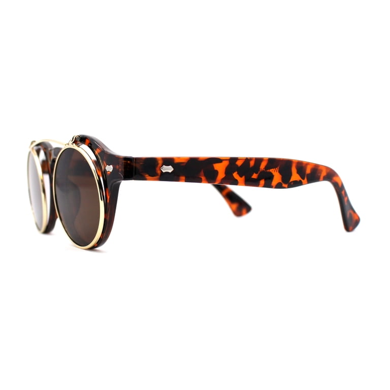 Super Normcore Cool Hipster Flip Up Keyhole Round Sunglasses  display picture 1