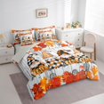 thumbnail image 3 of Erosebridal Funny Gnome Bed in a Bag Full Size,Retro Rustic Wooden Stripes Bed Set,Autumn Punpink Maple Leaves Bedding Full Size For Girls Boys,Super Cozy Room Decor Reversible,7 Pieces, 3 of 7