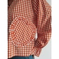 thumbnail image 5 of Yunliwuli Women’s Tie-up Front Tops Long Sleeve V Neck Plaid Print Shirts Blouses with Heart Pockets, 5 of 9