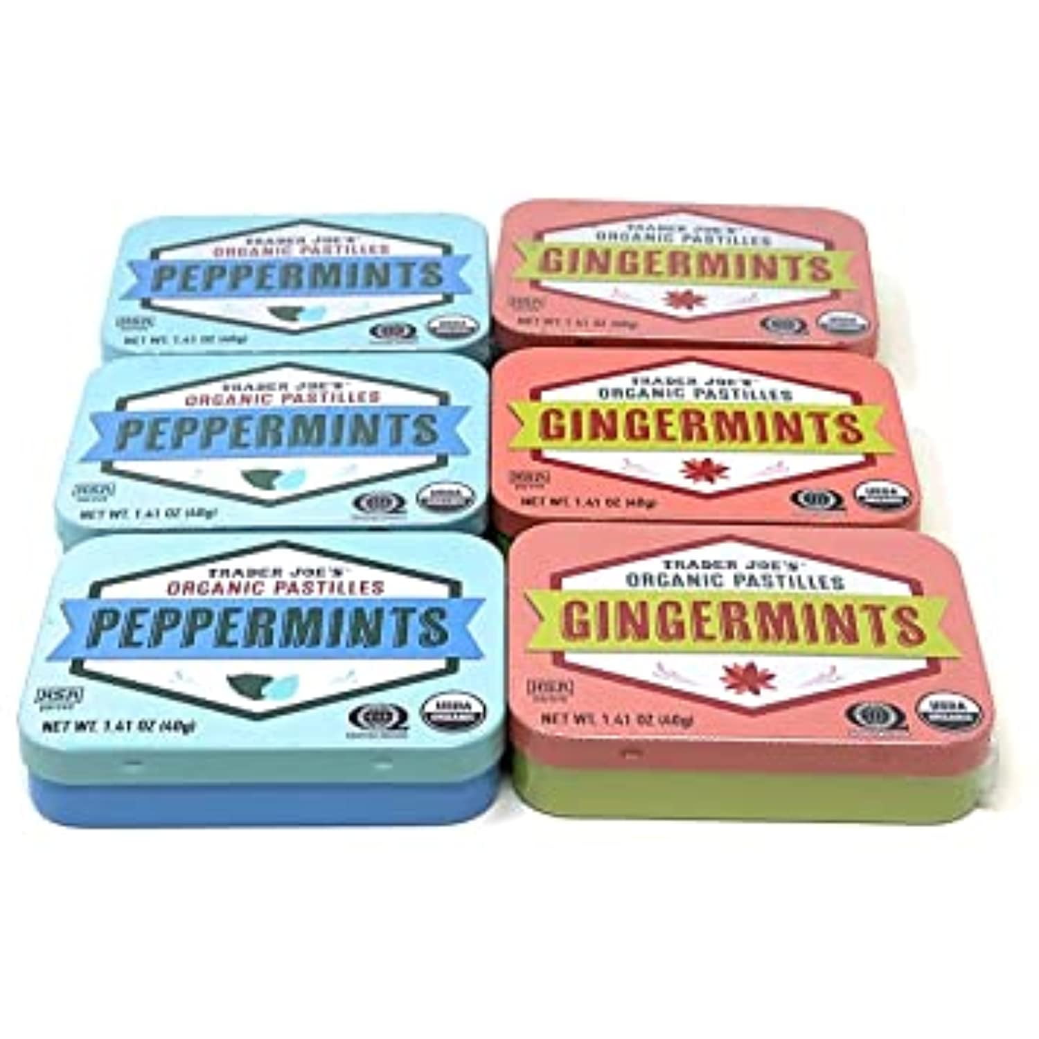 Peppermints (3) & Gingermints (3) Usda Organic Pastilles GlutenFree