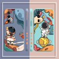 thumbnail image 4 of Case For Redmi K60E K50 K40S K40 K30 K20 10C 9 8A 8 Pro 4G 5G Colour Simple Liquid silicone Case Cute Cartoon Spaceman Astronaut, 4 of 5
