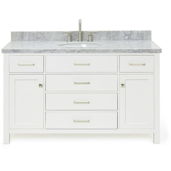 Ariel H055scwovo Bristol 55" Free Standing Single Oval Basin Vanity Set - White
