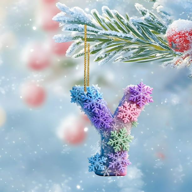 Colgante de árbol de Navidad con copo de nieve de acrílico | Adorno navideño 2D para mochila, espejo retrovisor del coche y decoración del hogar | Accesorio de decoración festiva