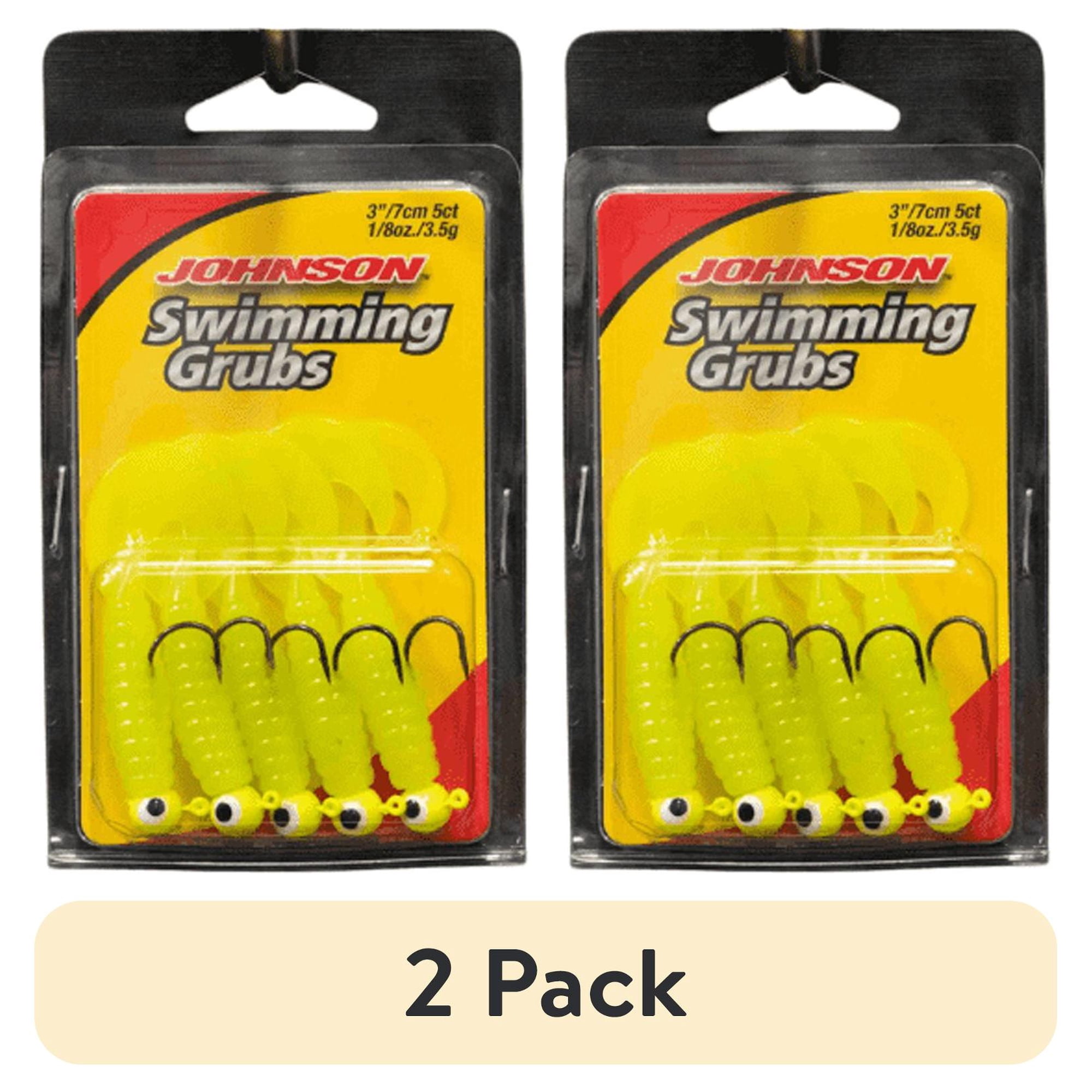 (2 pack) Johnson Swimming Grub Fishing Lure Chartreuse 1/8 oz