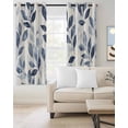 thumbnail image 2 of Navy Blue Botanical Blackout Curtains 45 Inches Long for Bedroom, Pastoral Spring Leaves Watercolor Thermal Insulated Room Darkening Black Out Window Curtain Panels Grommet Drapes for Living Room, 2 of 8