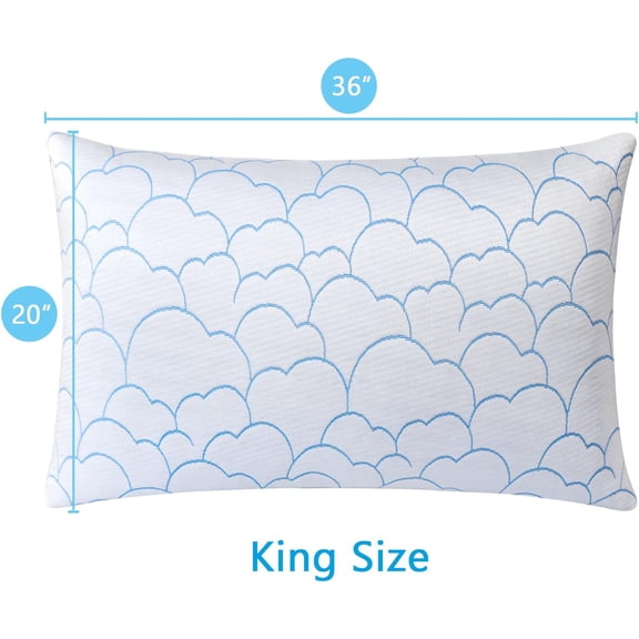 Cooling Pillows King Size Set of 2, Luxury Memory Foam Pillows, Adjustable Firm Bed Pillows for Sleeping 2 Pack, Cool Cold Soft Gel Pillow for Hot Side Back Stomach Sleepers 20" x 36"