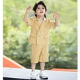 thumbnail image 2 of MEZZALL Boys Business Suits Short Sleeve Coat 3PCS Outfits Sets Tuxedo Set For Kids Formal Blazers Suit For Boys With Shorts Pants Necklace Set Slim Classic Toddler Baby Wear 12-18M, 2 of 4