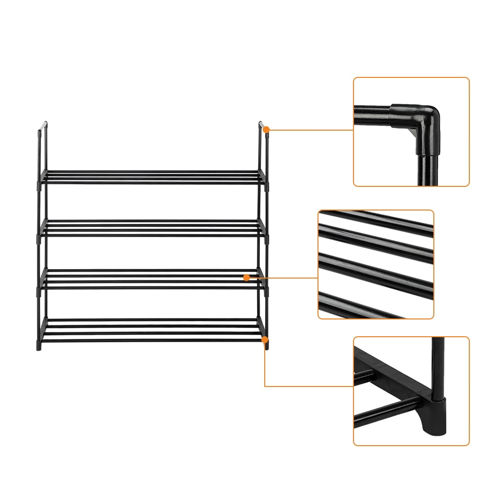 Lowestbest Shoe Organizer for Closet, 4 Tiers Shoe Rack, Environment-Friendly Shoe Storage Cabinet, Shoe Shelf Organizer, Shoe Tower Rack, 20 Pairs of Shoes, Black