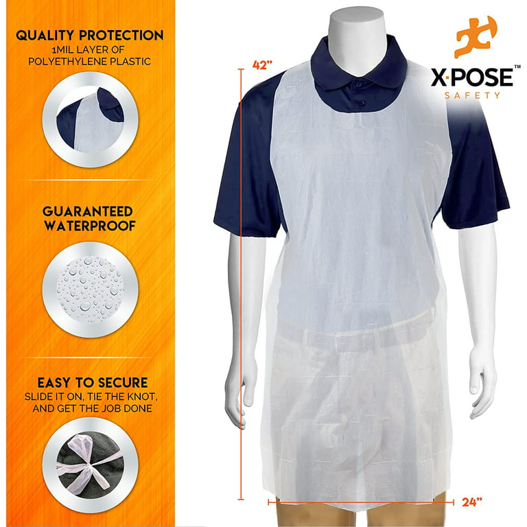 Disposable Reusable Plastic Aprons Blue or White Eco Flat Pack Polythene  Apron