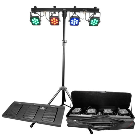 CHAUVET 4BAR TRI USB LED Wash Lights DMX Stage Bar System w/Bags, Stand, Pedal