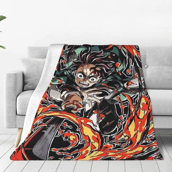 Demon Slayer: Kimetsu No Yaiba Throw Blanket Couch Bed Sofa Soft Lightweight Warm Cozy Flannel Fleece Bed Blanket For Kids Adults Gift Multiple Sizes Available 40"X30"